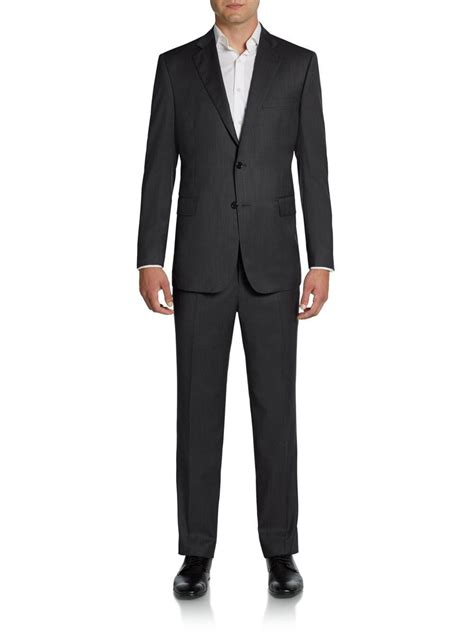 versace collection slim fit solid wool suit